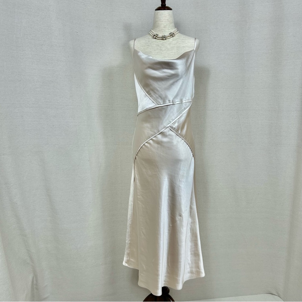 Whiteroom+Cactus Cowl Neck Spaghetti Straps Cream Slip Dress